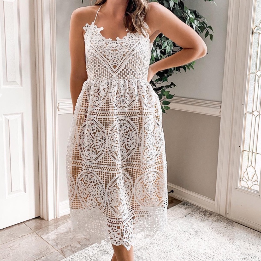Chicwish Moonlit Night Cross Back Crochet Cami Dress